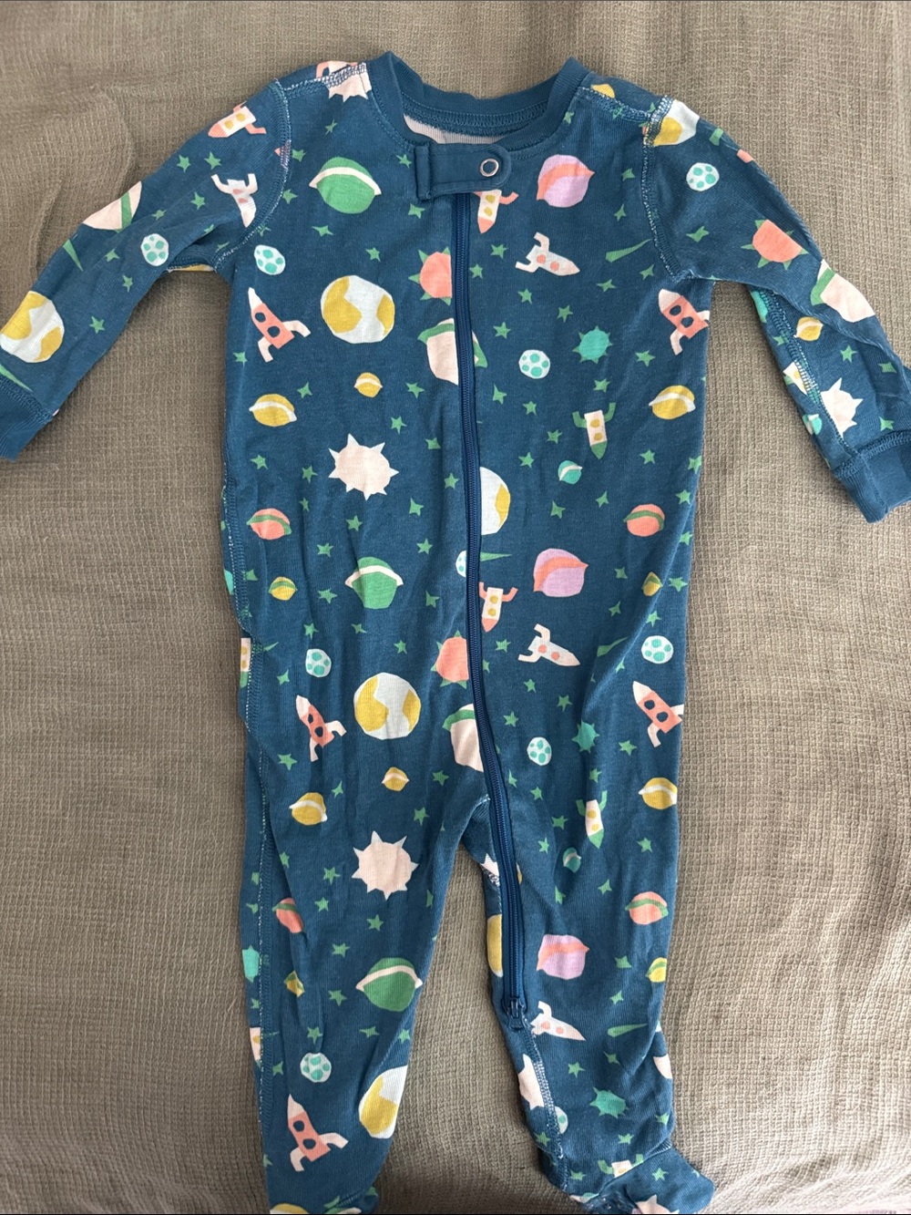 Quince Navy Blue Space Rocket Footed One-Piece